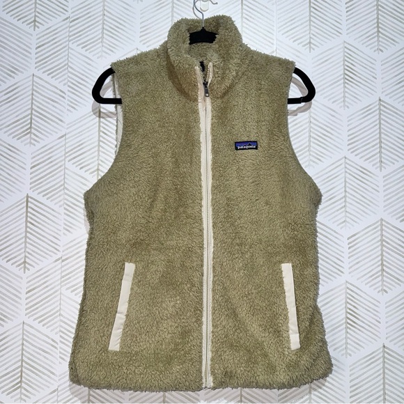 Patagonia Los Gatos Sherpa Fleece Vest Beige 25215 Outdoor Travel Women's L - Picture 1 of 8
